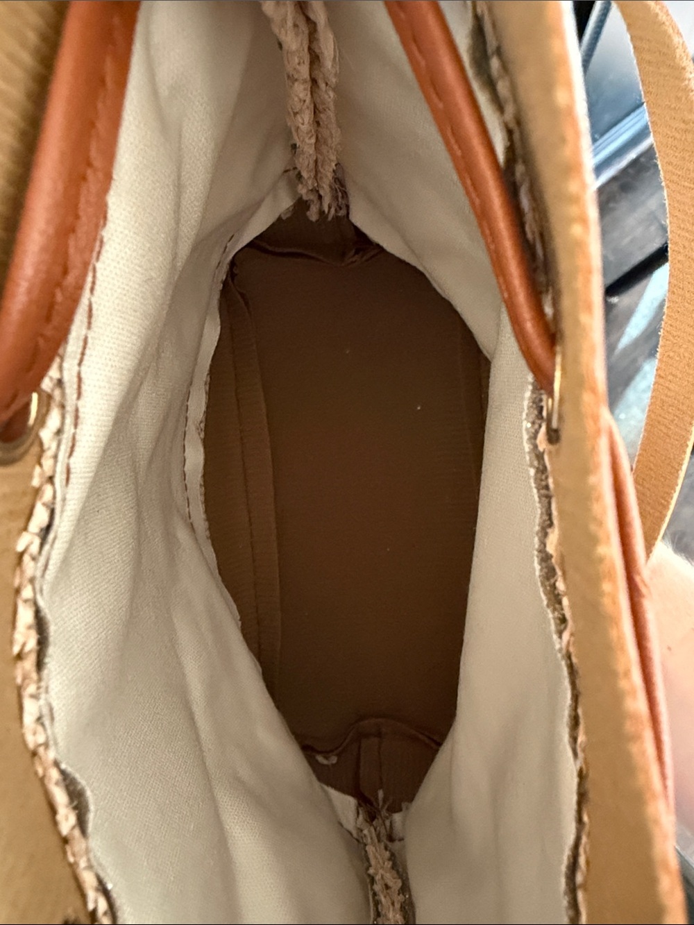Brown and Beige Woven Crossbody Bucket Bag - Picture 3 of 3